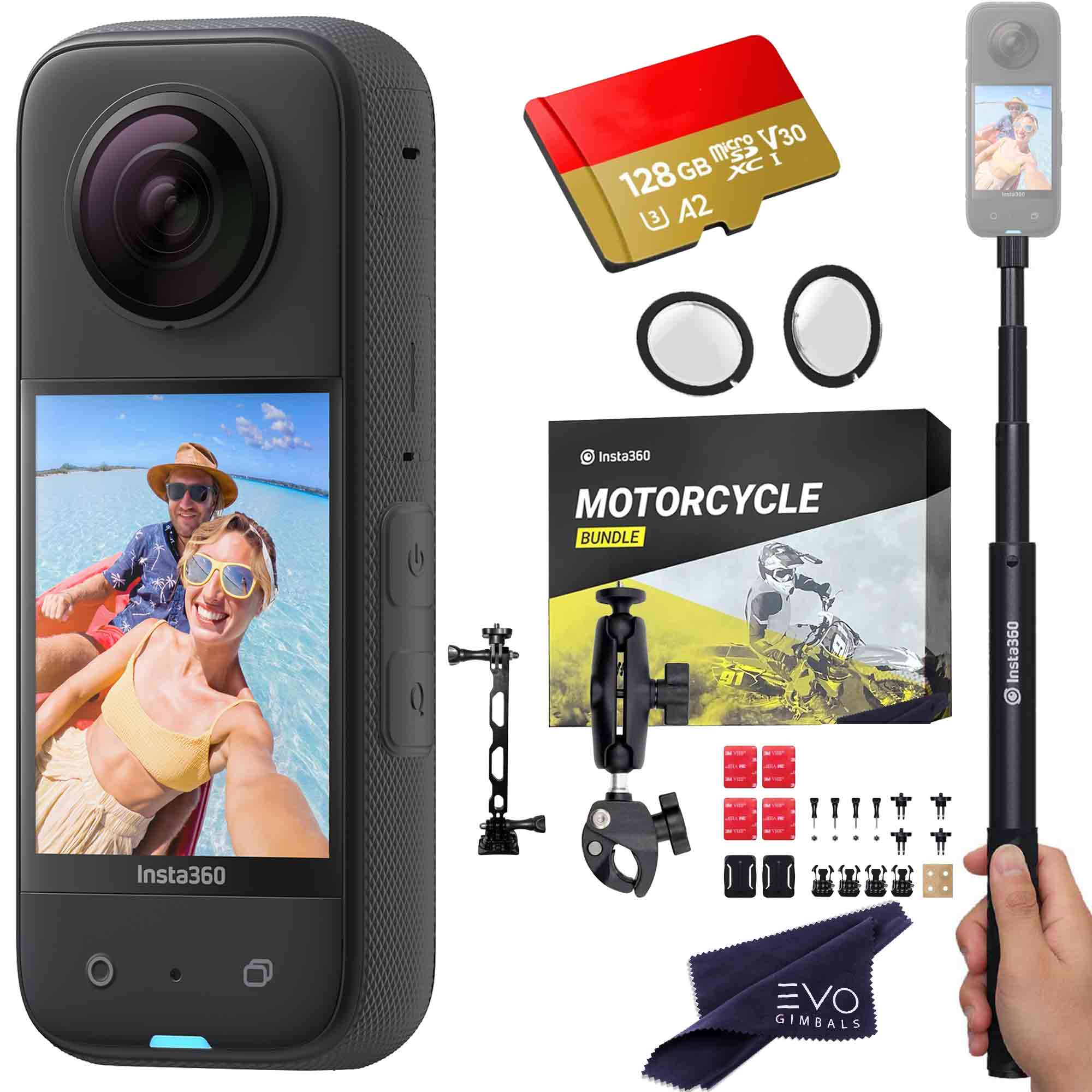bundle, Invisible stick, selfie Insta360 camera X3 Motorcycle with Len