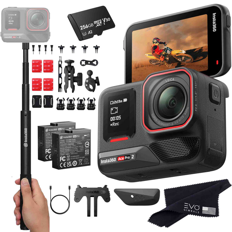 Insta360 Ace Pro 2 EVOGimbals.com 256GB Motorcycle Bundle 