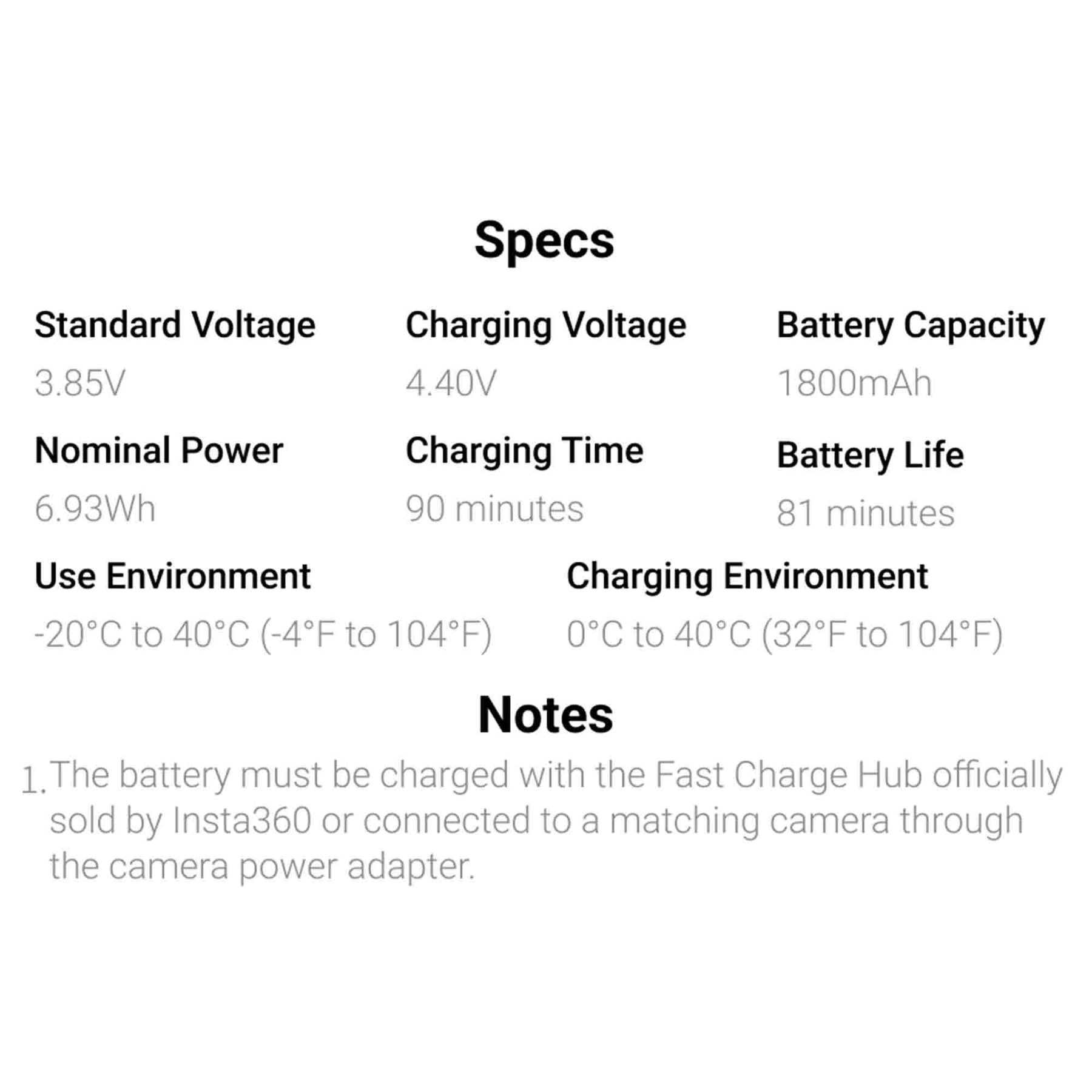 Insta360 Rechargeable 1800mAh Battery for X3 CINAQBT/A B&H Photo