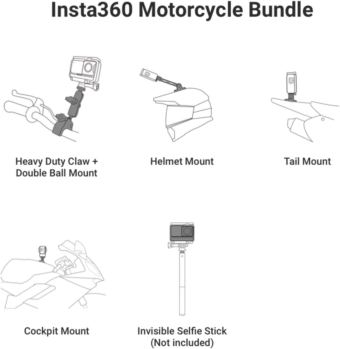 Insta360 X3 camera with bundle, selfie stick, Motorcycle Len Invisible